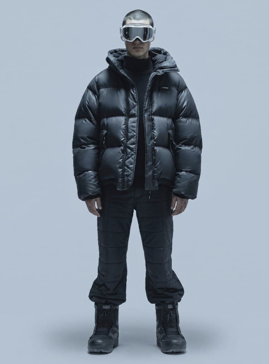 FRZN puffer jacket, black colourway, full look