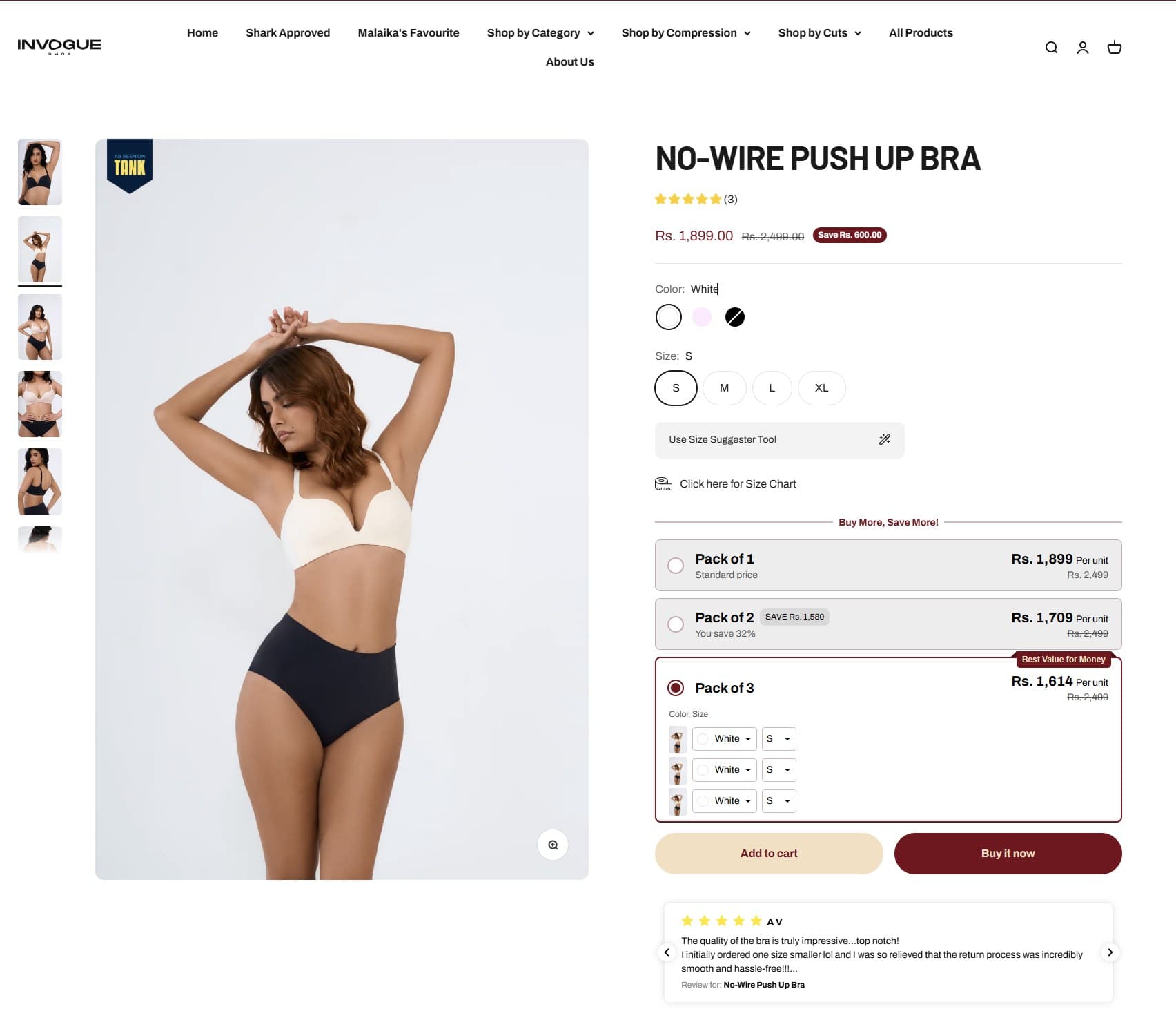 Invogue No-Wire Push Up Bra product page