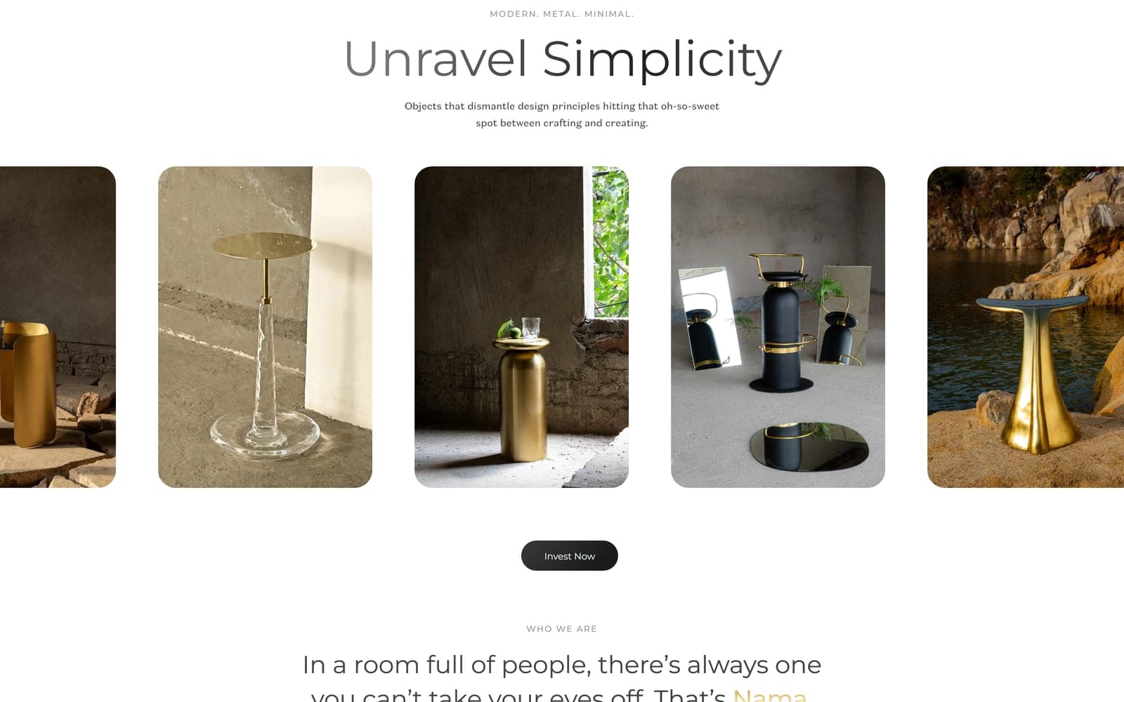 Nama Home — Unravel Simplicity collection section
