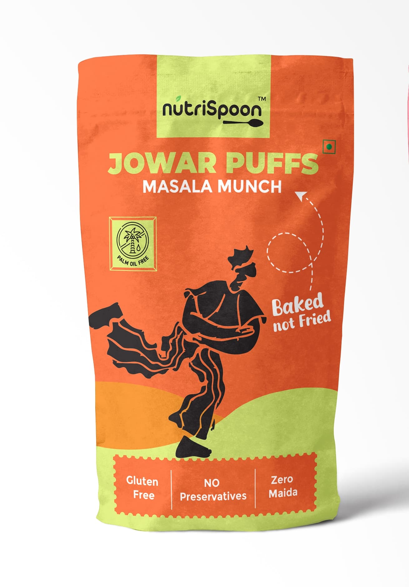 nutriSpoon Jowar Puffs Masala Munch pack design