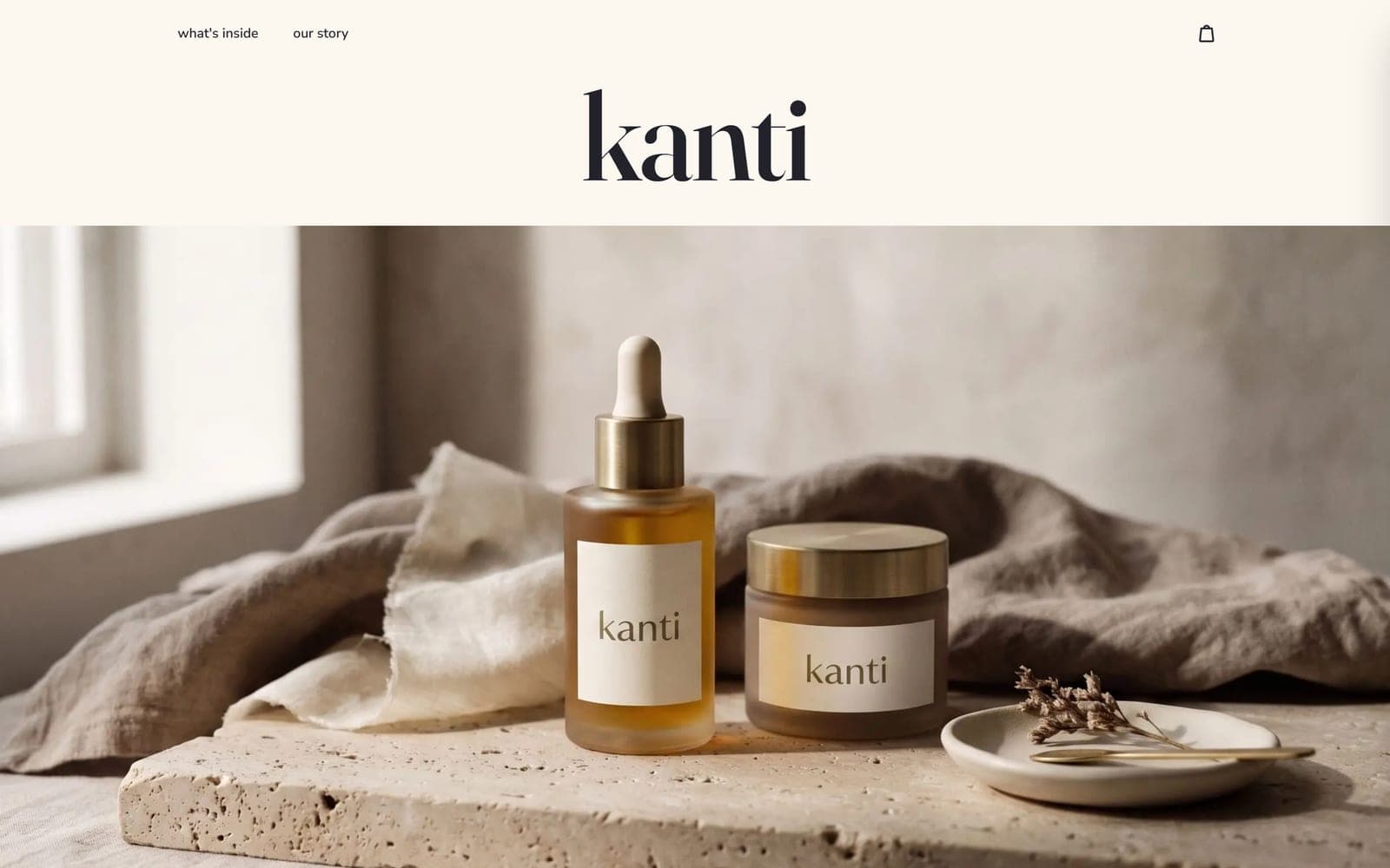 Kanti full-screen storefront hero